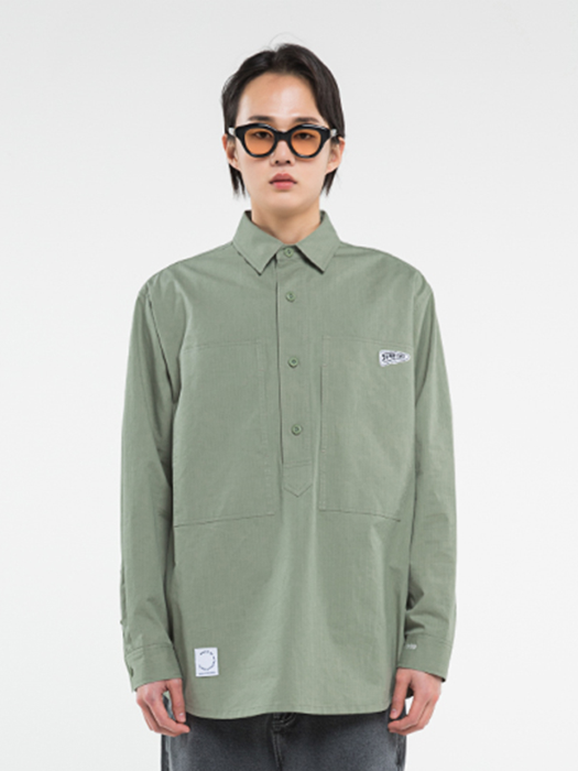 Big Pocket Pullover Shirts Khaki (MCBAA5001)