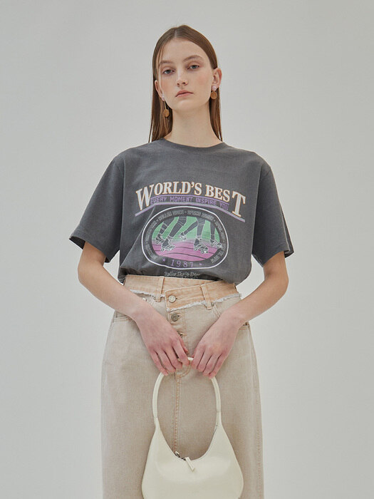 Oversized World Best Print Tee in D/Grey VW2SE116-13