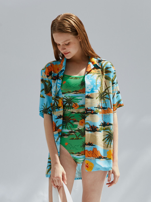 Sunset Beach Long Shirts - Sky Blue