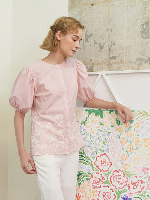 LEAH EMBROIDERED COTTON BLOUSE