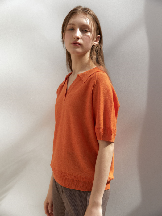 21SR OPEN COLLAR LINEN KNIT (CARROT)