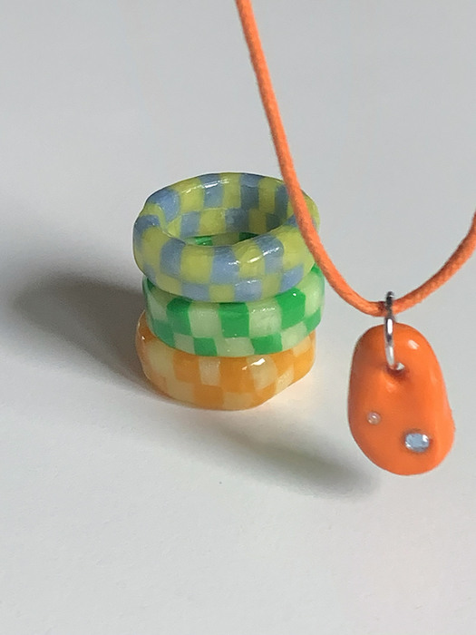 orange pendant long necklace