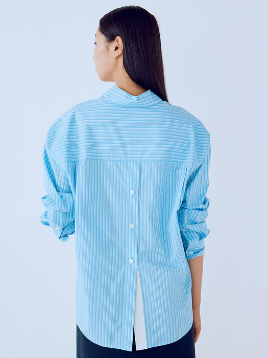 Back Button Semi Overfit Shirts  Sky Blue (KE1860M02Q)
