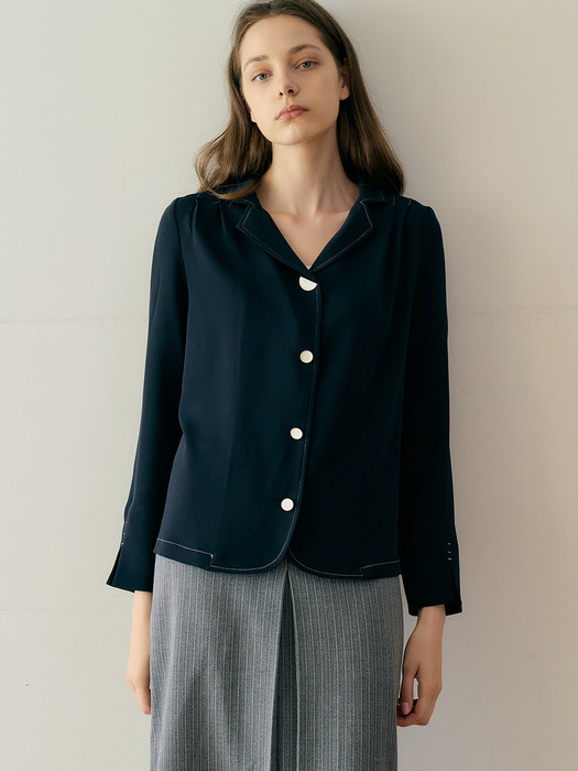 monts 1358 tailored 2way blouse (navy)