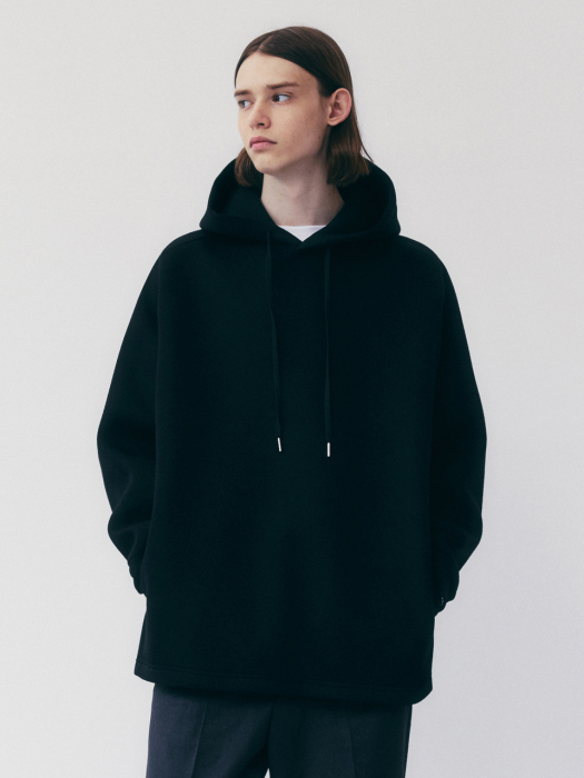 RELAXED TEXTURED HOODIE_BLACK