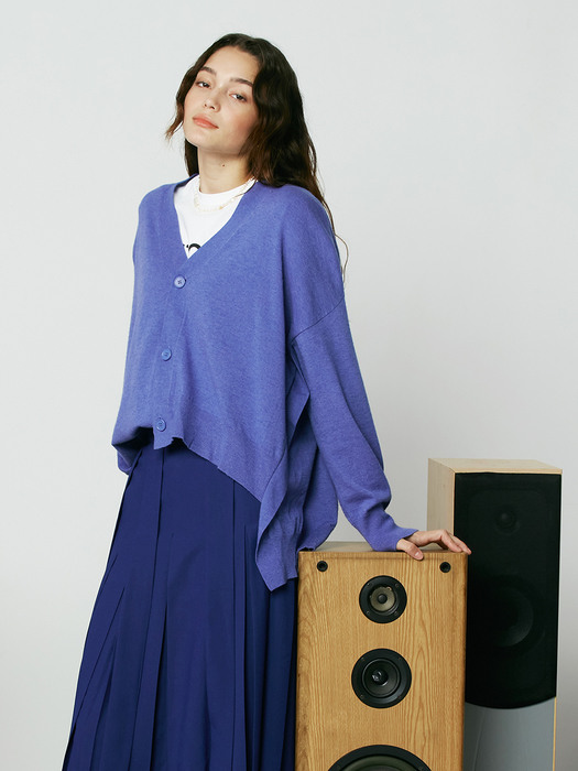 BACK BUTTON UNBALANCE KNIT CARDIGAN_M/BLUE [U1F0K201/53]