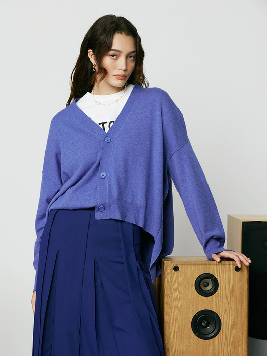 BACK BUTTON UNBALANCE KNIT CARDIGAN_M/BLUE [U1F0K201/53]