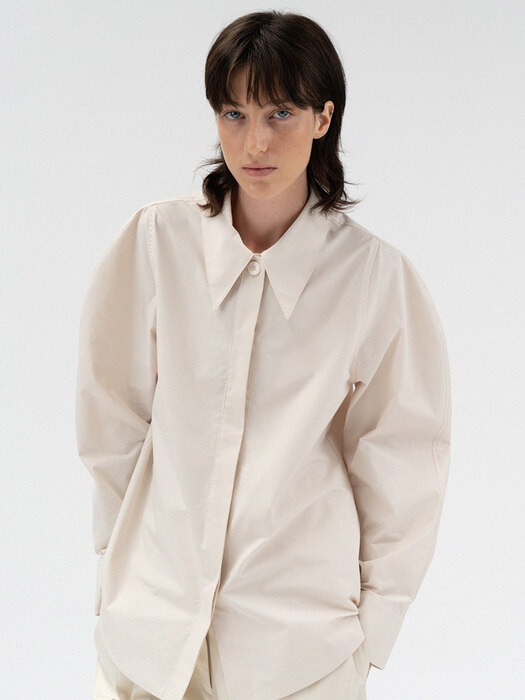 cotton volume sleeves shirt (ivory)