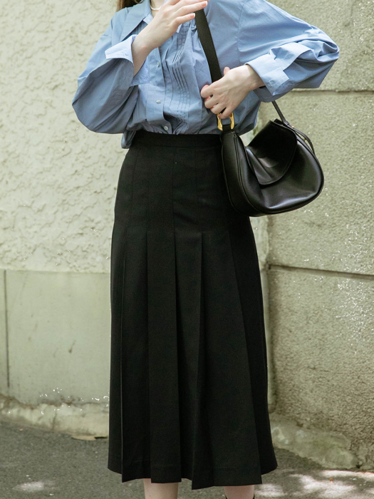 MARION woolen long skirt_navy