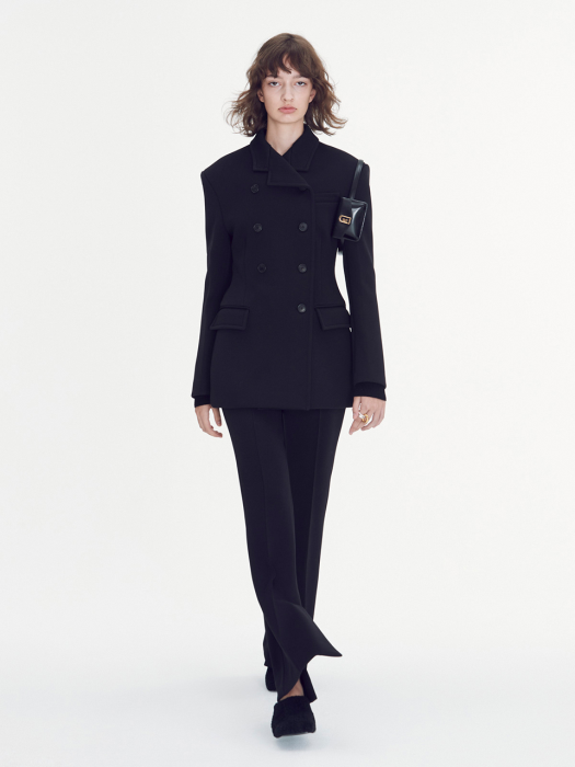 BELTED-DETAIL DOUBLE JACKET (BLACK)