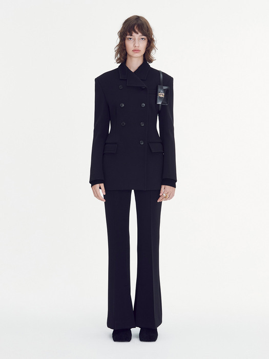 BELTED-DETAIL DOUBLE JACKET (BLACK)