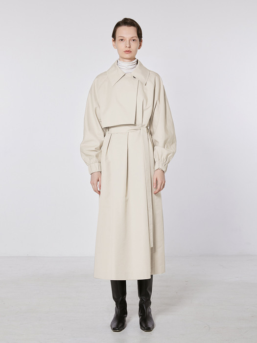 TOF BUTTON TRENCH DRESS CREAM