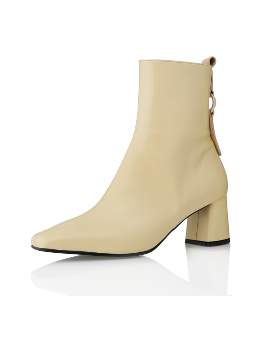 Ring Point Block Hill Ankle Boots - MD1088b Butter Beige