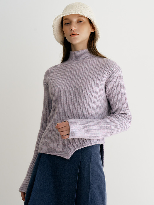 monts 1381 unbalance harf-neck knit (light purple)