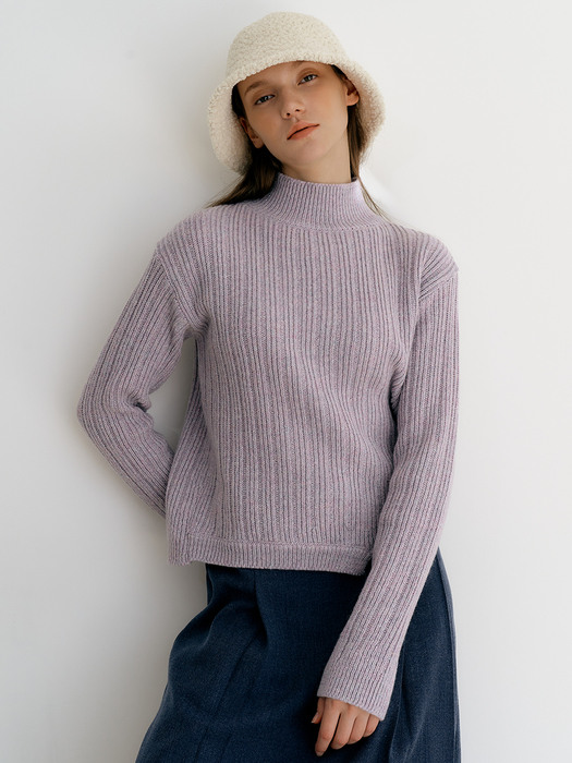 monts 1381 unbalance harf-neck knit (light purple)