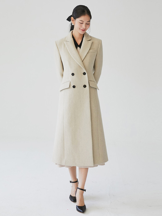 BRYNLEE Slim double breasted coat (Oatmeal Beige)