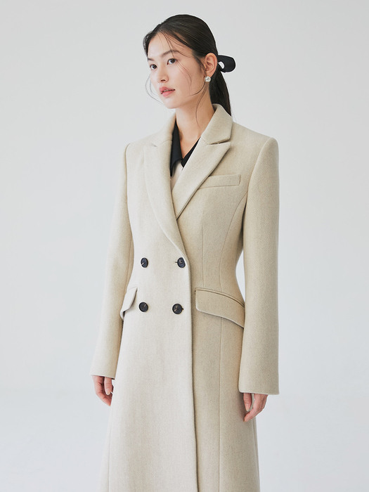 BRYNLEE Slim double breasted coat (Oatmeal Beige)