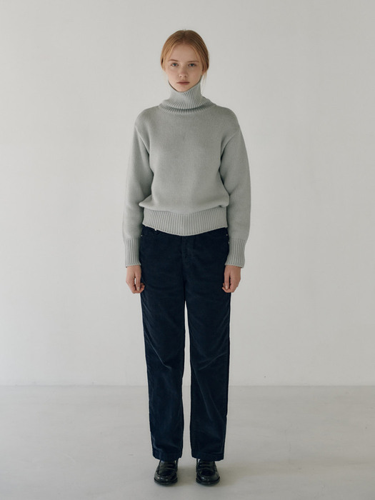 merino wool polo knit - blue grey