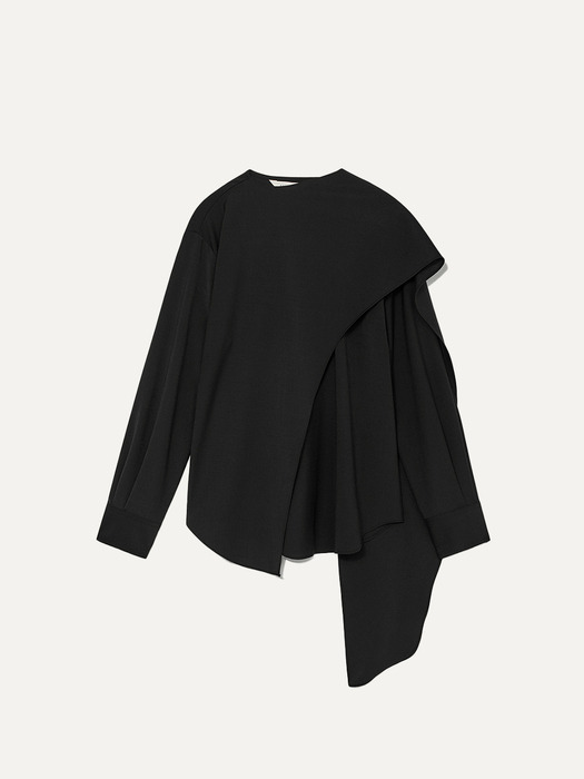 Draped Scarf Blouse Black