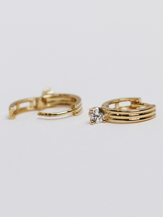 [싱글판매]14K gold cubic one touch earring