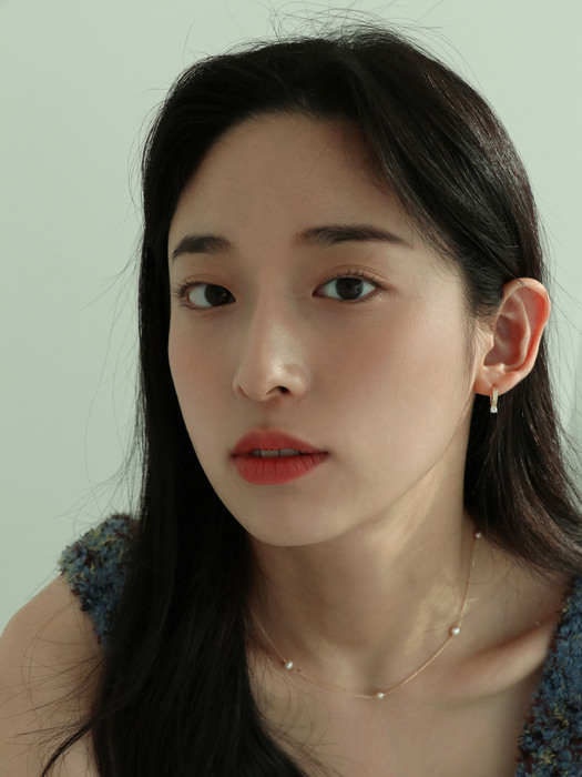 [싱글판매]14K gold cubic one touch earring