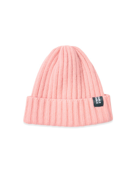 Angora wool color beanie pink