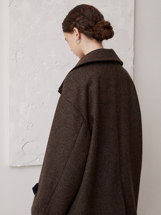 melton wool half coat_brown