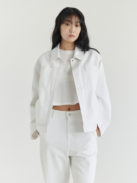 WHITE DENIM BLOUSON