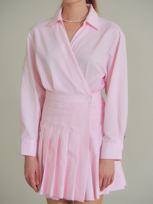 PLEATS DETAIL OXFORD ONEPIECE_PINK