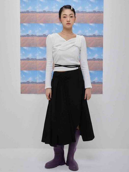 Claire shirring long skirt 
