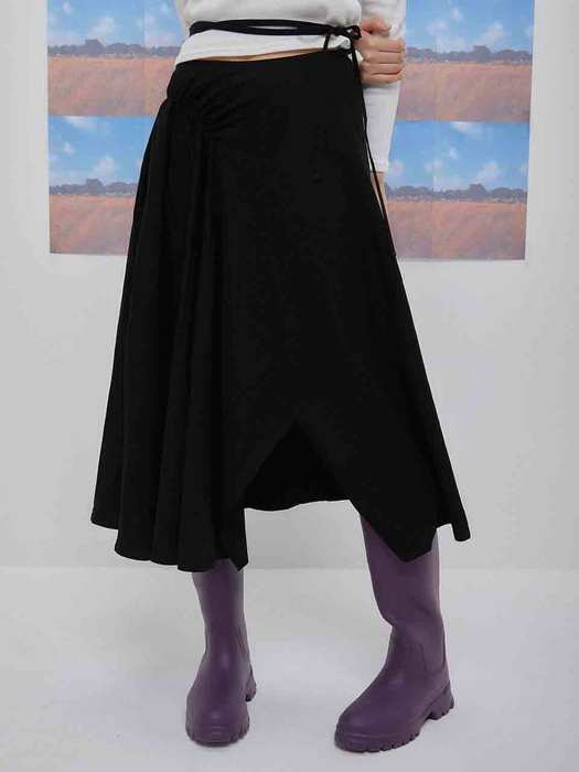 Claire shirring long skirt 