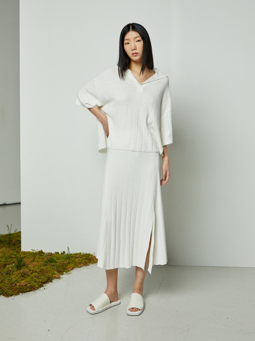 [SET] French linen cotton boucle two-piece_Off White
