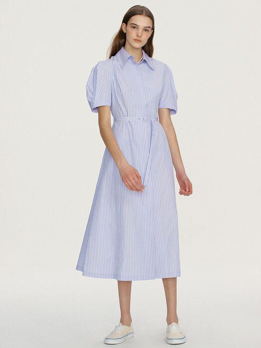 [N]HANDAM Short sleeve shirt dress (Lilac stripe)