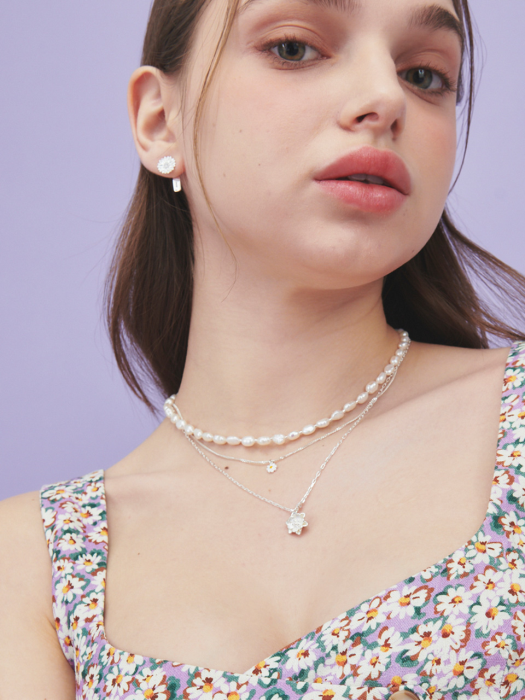 Pebble Fresh Water Pearl Silver Necklace In315[Silver]