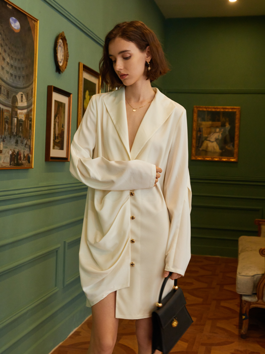 YY ivory rumples gold button dress