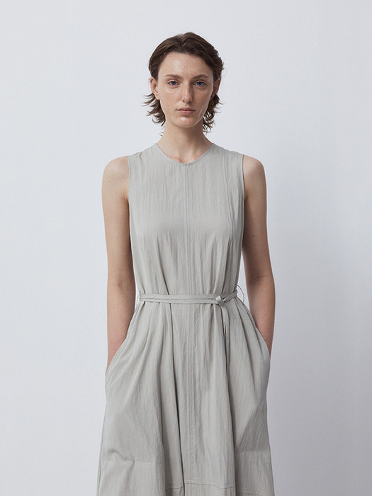 BELTED STRAP ONE-PIECE-ASH GRAY