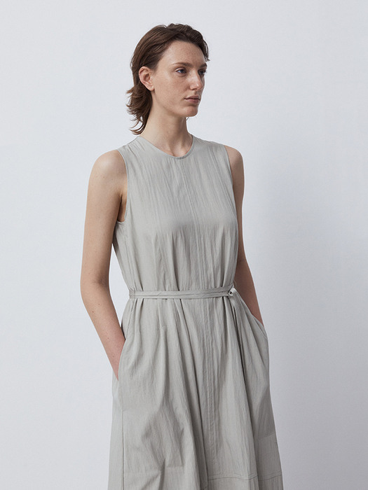 BELTED STRAP ONE-PIECE-ASH GRAY