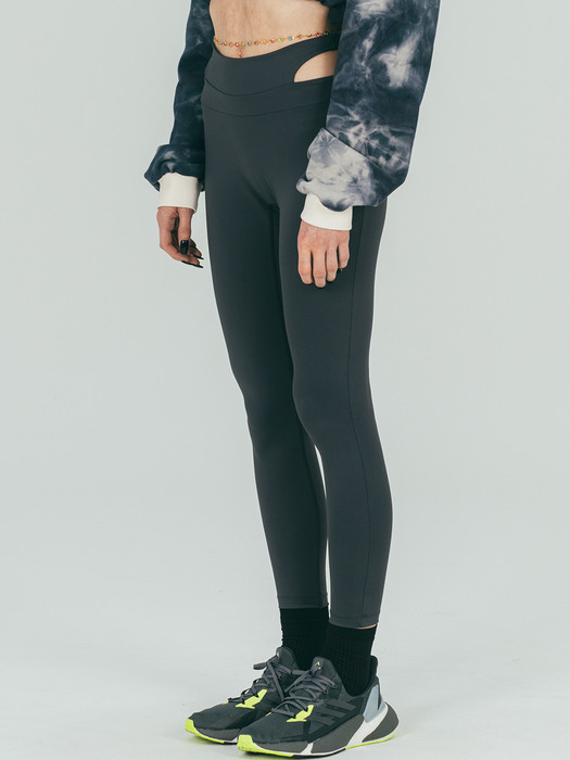 Cutout Slim-fit leggings  (charcoal grey)