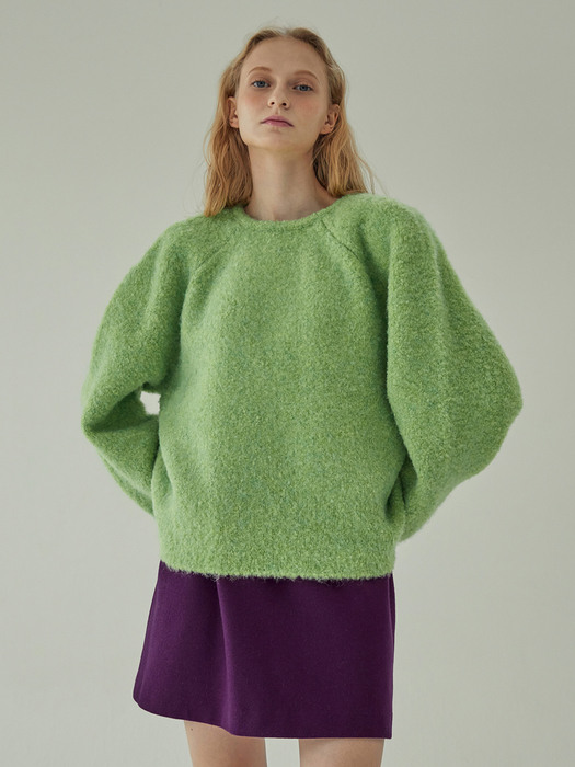 furry wool knit_pea green