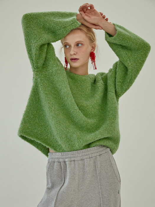 furry wool knit_pea green