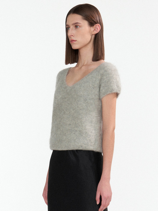 Sienna v-neck short sleeve knit (Gray)
