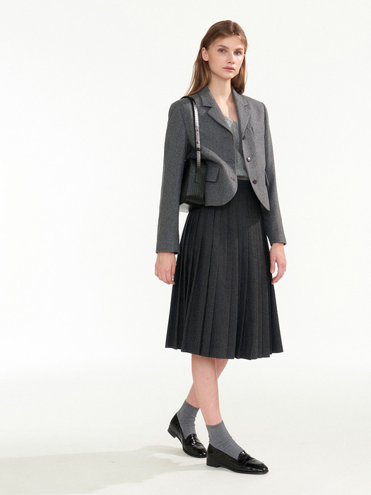 Classic pleated mid-skirt (Dark gray)