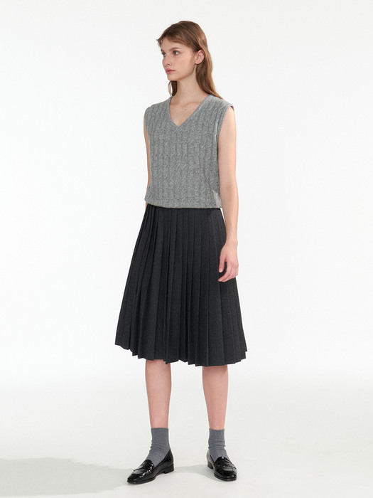Classic pleated mid-skirt (Dark gray)