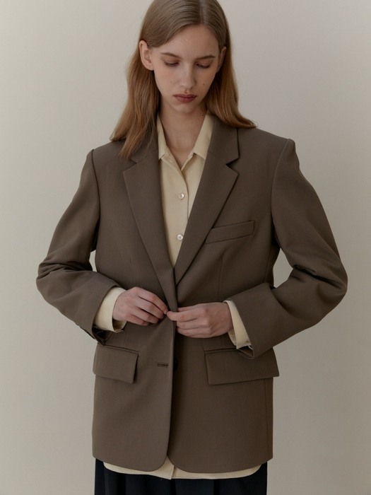 CLASSIC TAILORED WOOL JACKET BROWN