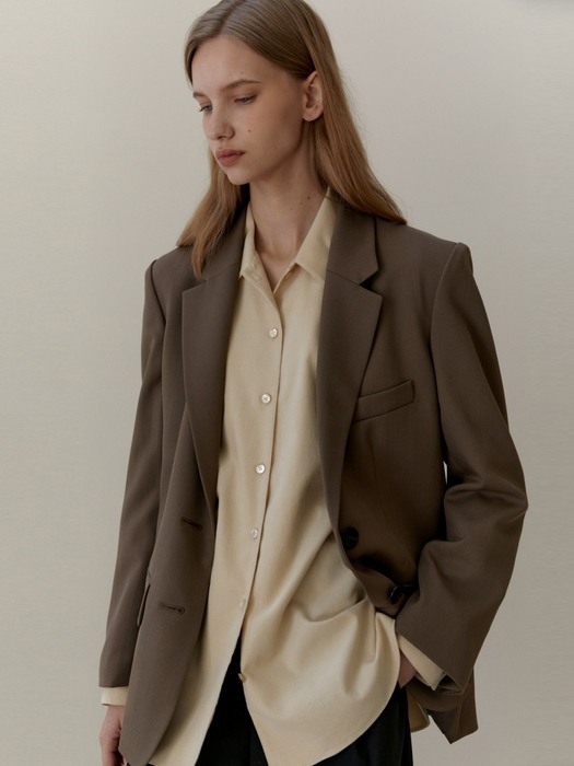CLASSIC TAILORED WOOL JACKET BROWN