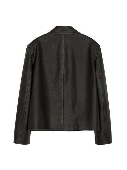 Fake Leather Vintage Jacket in Black VL2AJ440-10