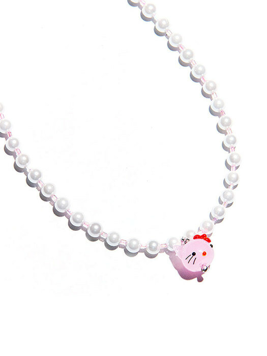 KiTTY CHU PiNK BEADS PEARL NECKLACE #79