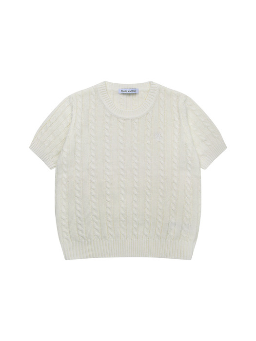 Monceau Cable Short Sleeve Knit_White