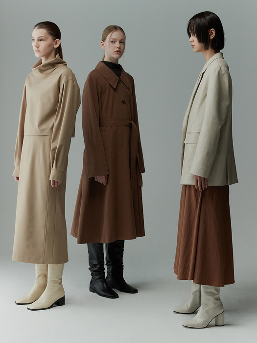 [리퍼브] WIDE COLLAR BELTED TRENCH COAT BR