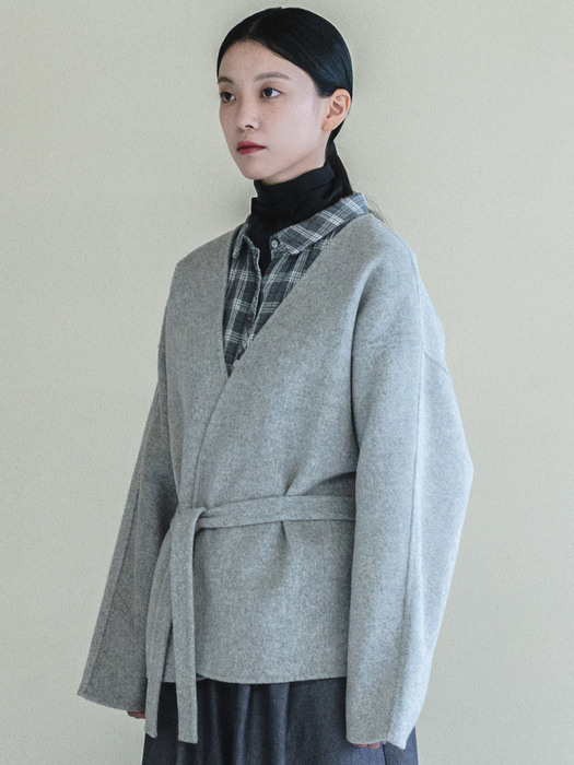 Wool Belted Gray Coat